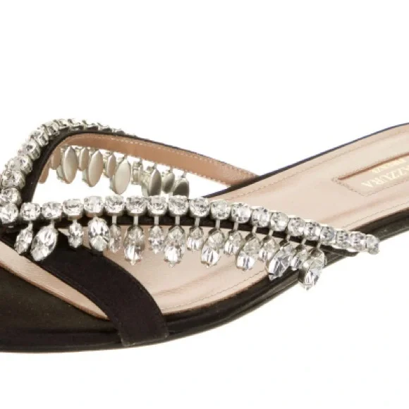 Aquazzura black satin sandals with crystals. Size 39.5. Auth. Price firm. - Picture 2 of 8